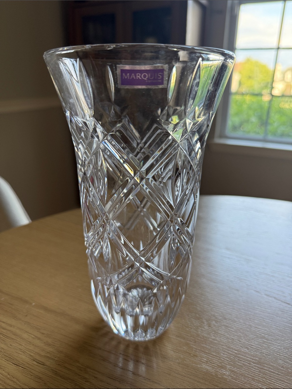 Marquise Clear Cut Crystal Patterned Vase